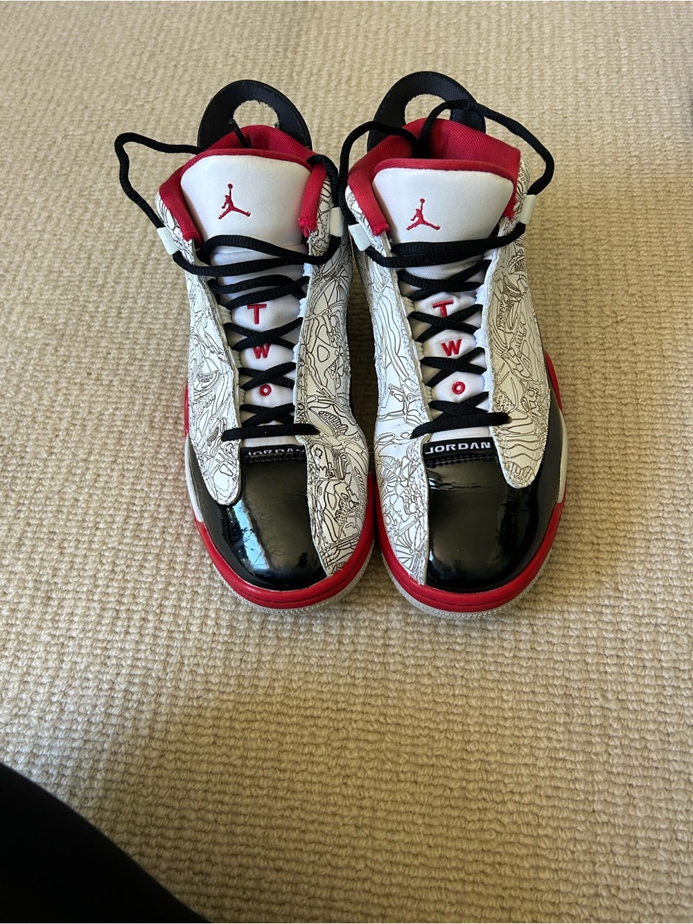 Jordan Kids White/Red/Black Graphic Basketball Sneakers